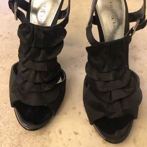 Black open toe heels